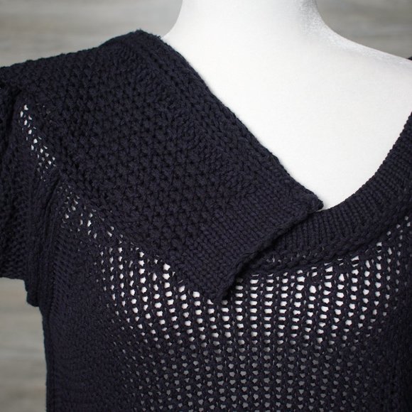 Free People Navy Crochet Sweater Small - Picture 4 of 8